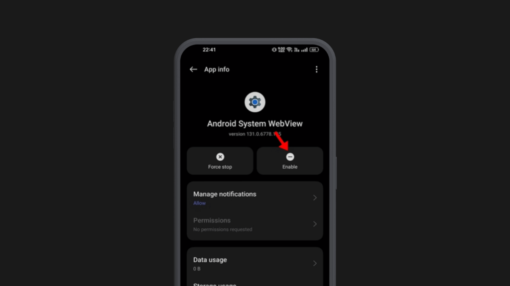 How to Enable Android System WebView